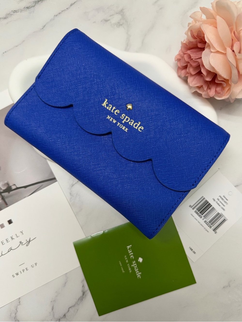 kate spade Cobalt Blue Scalloped Continental Wallet